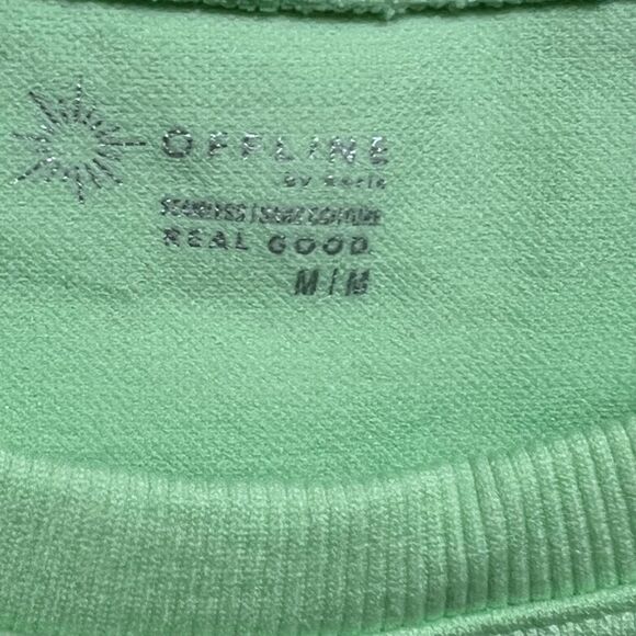 OFFLINE By Aerie Sidewalk Seamless Cropped T-Shirt Size Medium Neon Lime Green - Picture 4 of 9